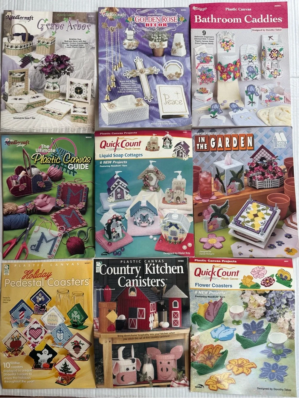 PLASTIC CANVAS Needlecraft& Others Canisters, Liquid Soap, COUNTRY CORE DESIGNS